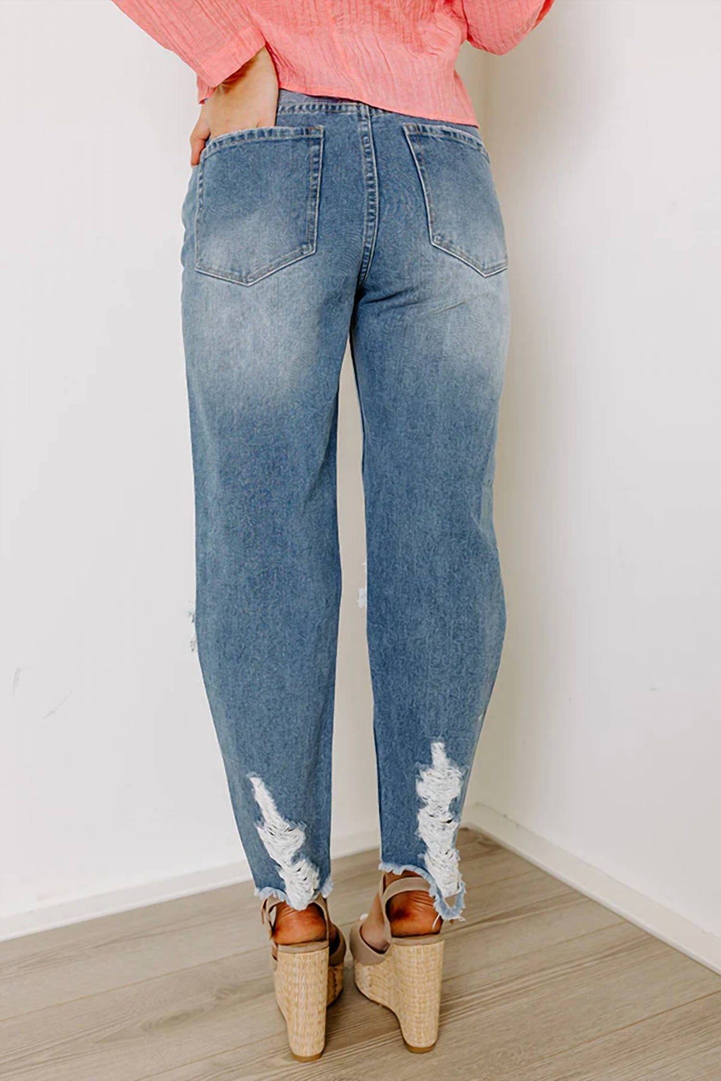 Beatriz High Waist Distressed Straight Leg Jeans