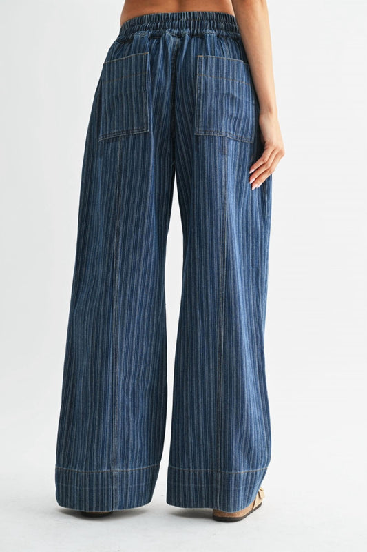 Denim Striped Relaxed-Fit Pants