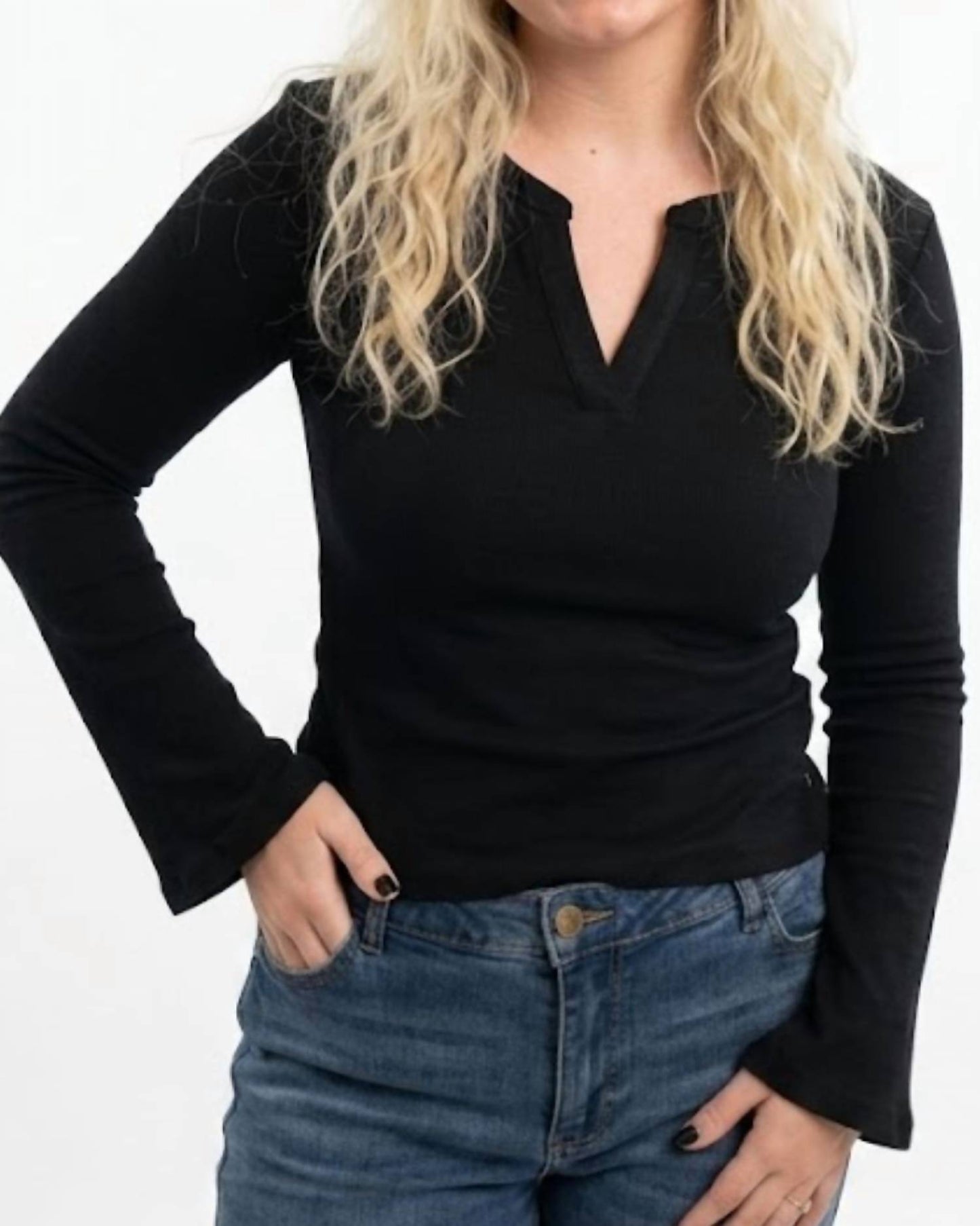 Bell Sleeve Ribbed Top