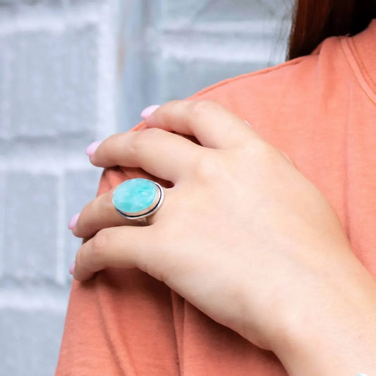 Anju - Women's Kashi Semiprecious Oval Stone Ring - Rack Hunt