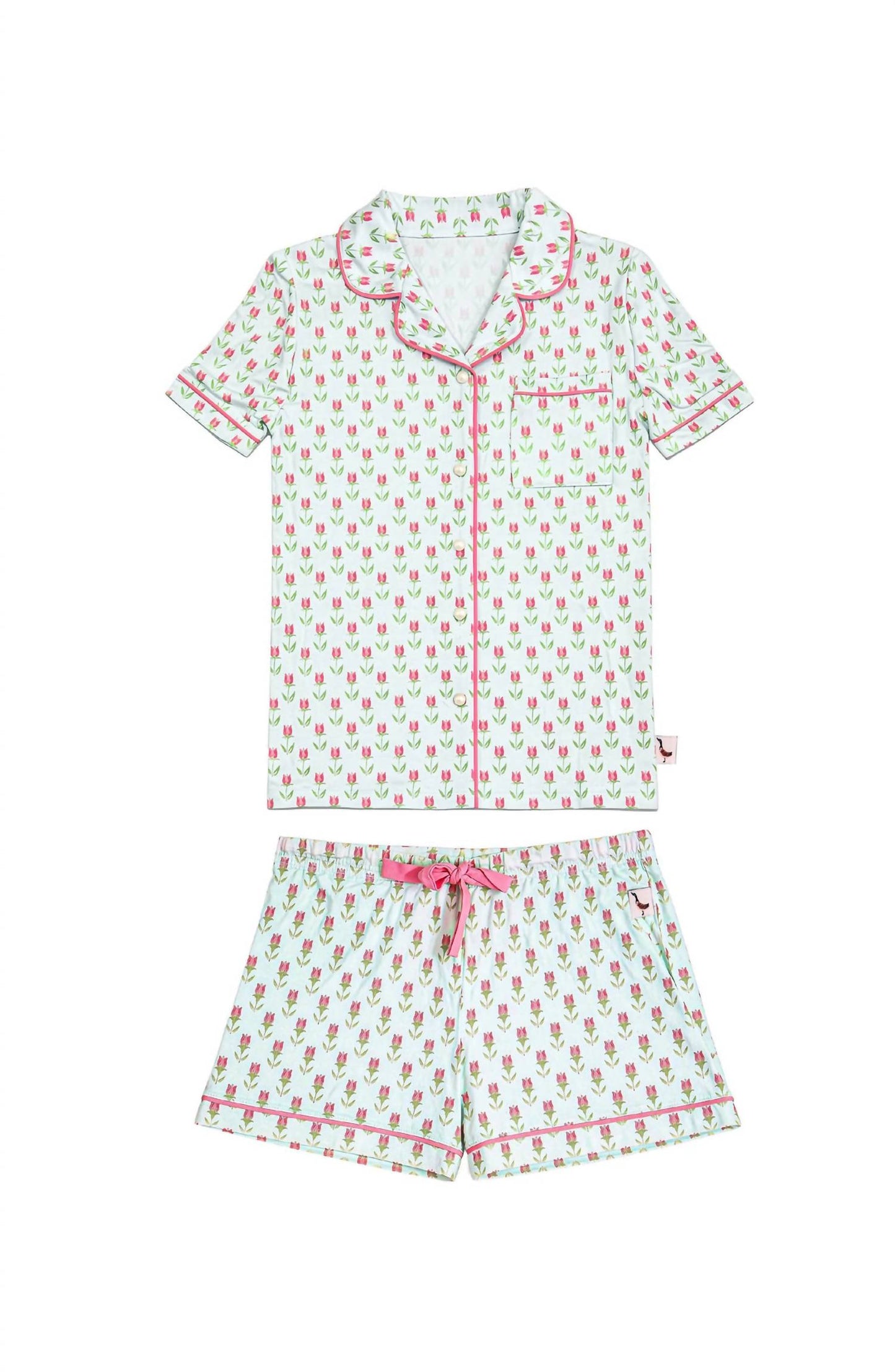 Girl's Tulip Print Jersey Short Sleeve Pj Set