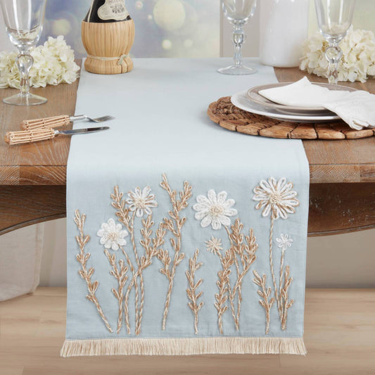Embroidered Floral Decorative Table Runner