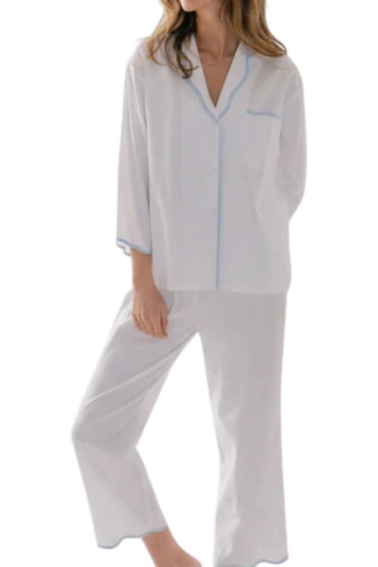 Vandy Scalloped Tape Trim Pajamas
