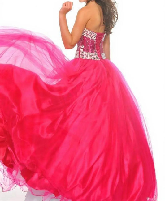 Precious Formals - Beaded Strapless Tulle Gown - Rack Hunt