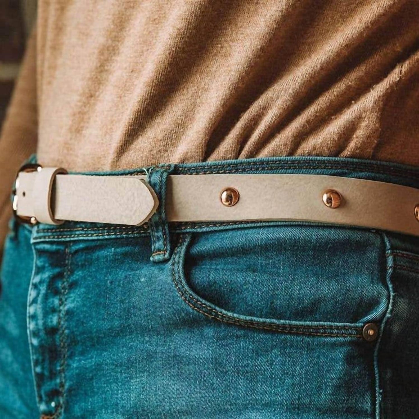 British Belt Co. - Women's Nubuck Studded Belt - Rack Hunt