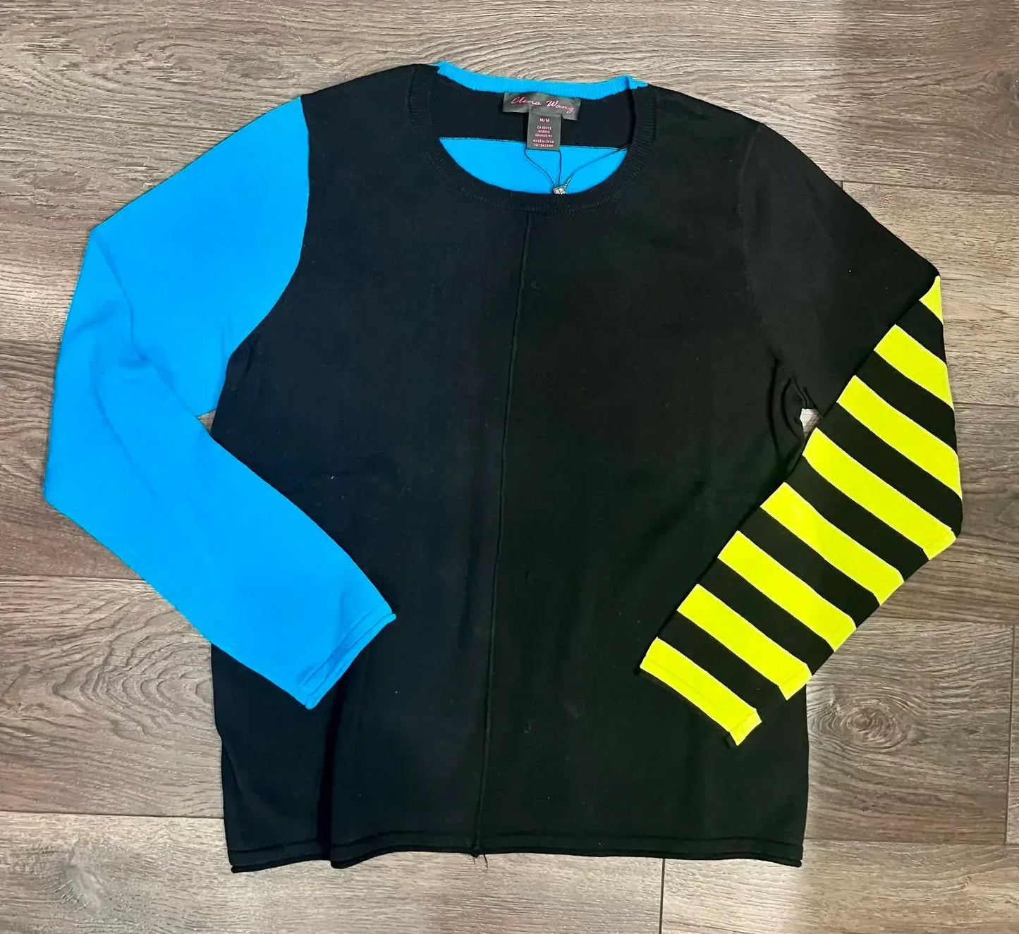 ELENA WANG - Colorblock Long Sleeve Sweater - Rack Hunt