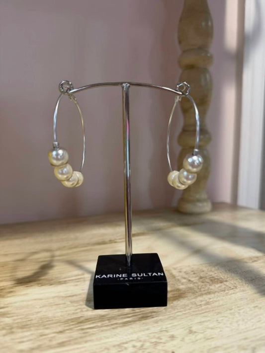 Women's Large Hoop Pearls Earring