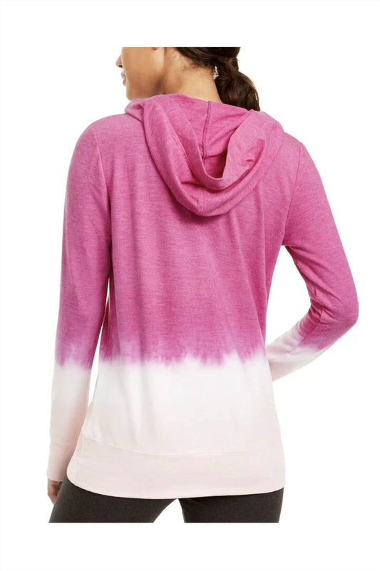 Ideology Womens Activewear Ombre Tie Dye Lace Up Hoodie