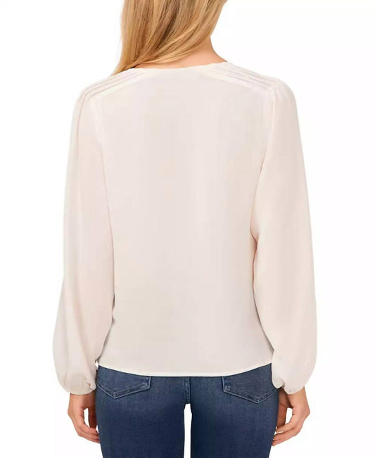 Long Sleeve Tie Up V-neck Blouse
