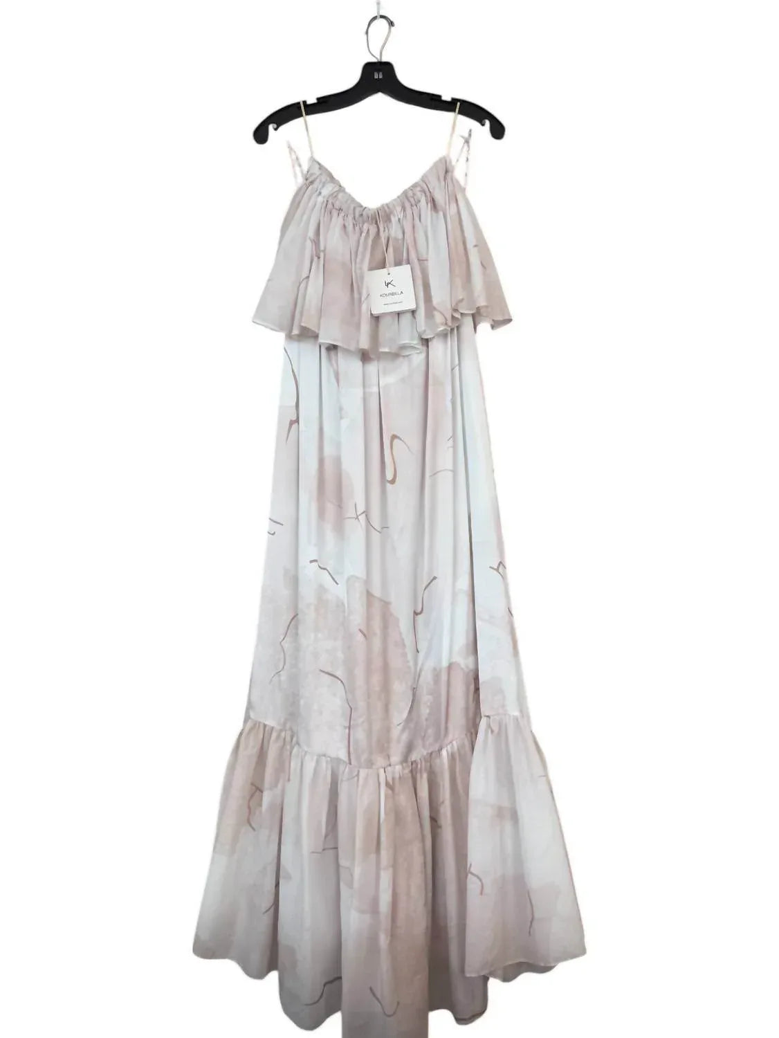 Kourbela - Abstract Silkiness Maxi Ruffled Strapless Dress - Rack Hunt