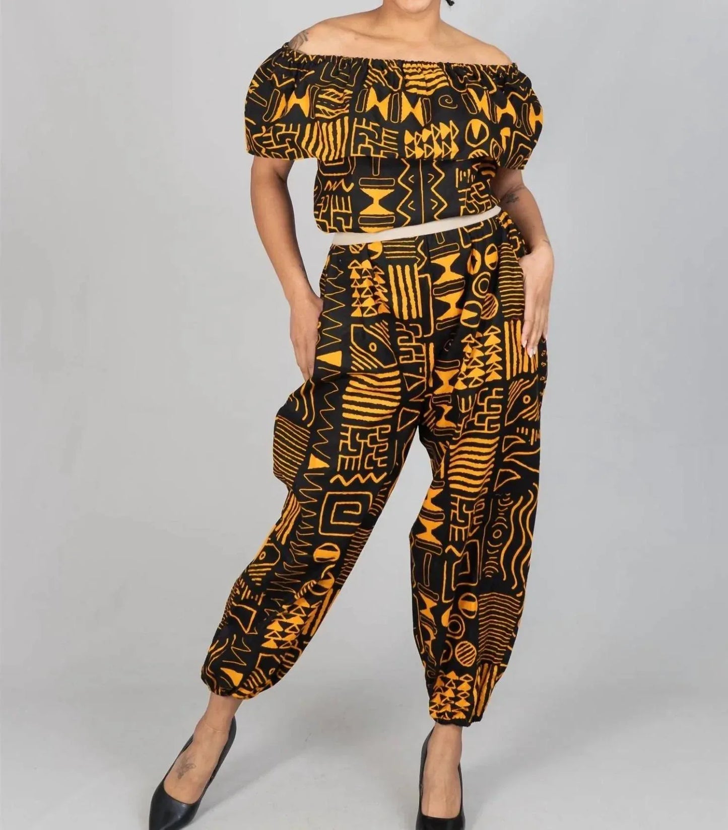 Kara Chic - African Print Off-shoulder Jumpsuit - Rack Hunt