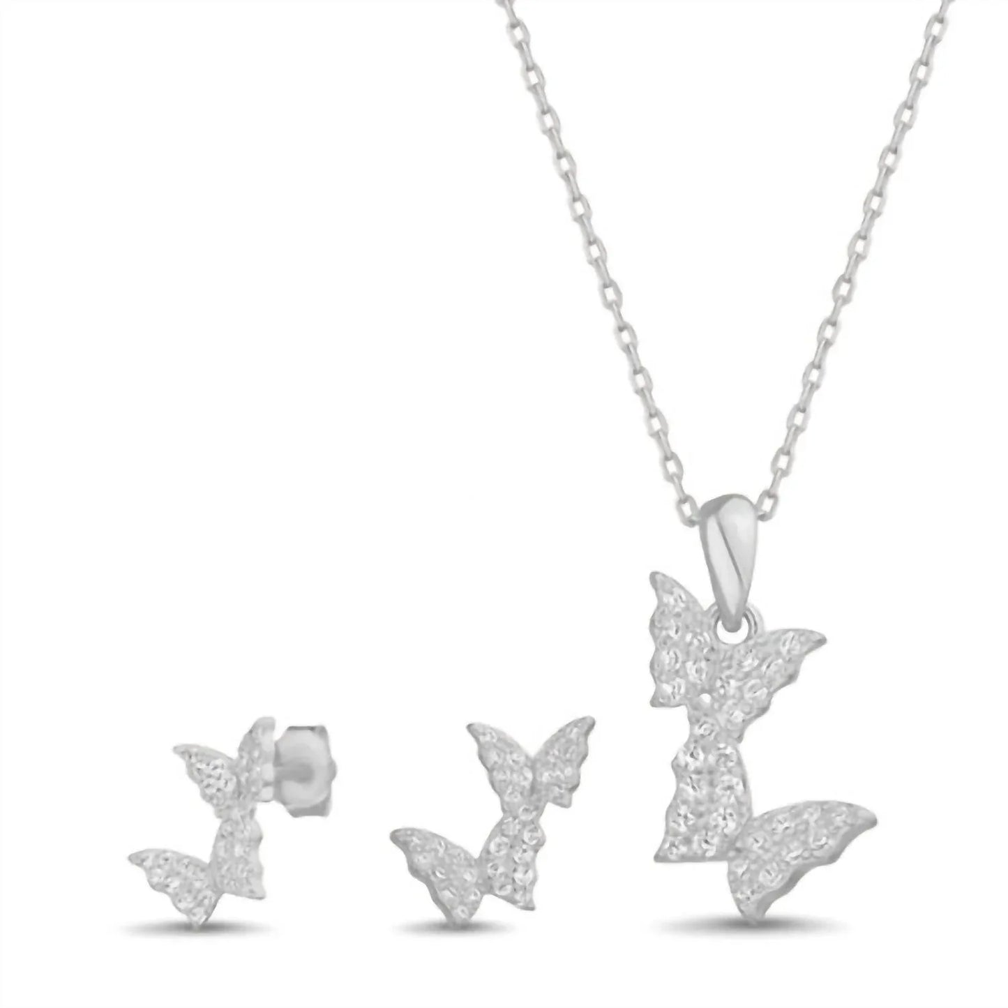 Allyanna Gifts - Women's Cubic Zirconia Butterfly Necklace & Earrings Set - Rack Hunt