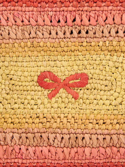Women's Raffia Tassel Bow Clutch