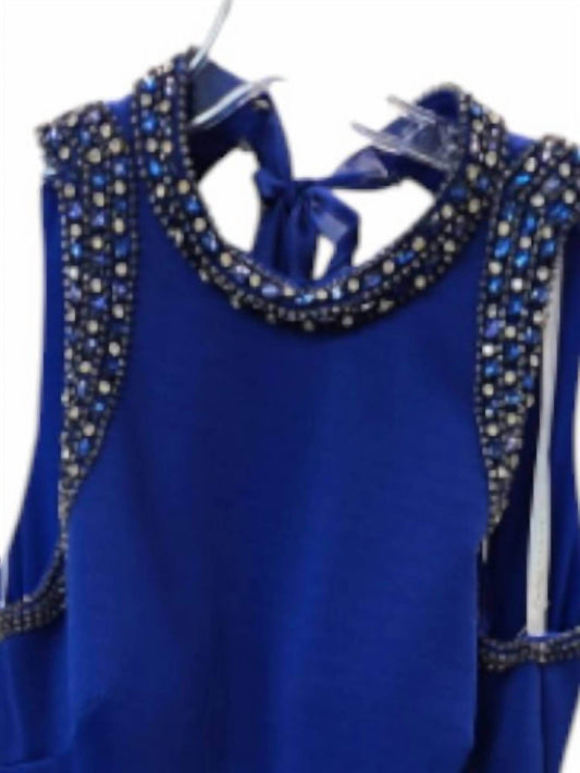 Karishma Creations - Women's Formal Sleeveless High Neck Jumpsuit With Gemstone Trim - Rack Hunt -