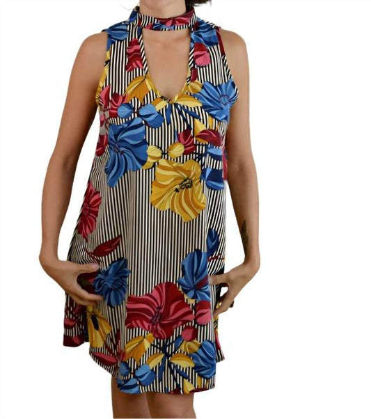 Sun & Moon - Floral Choker Sleeveless Mini Dress - Rack Hunt -