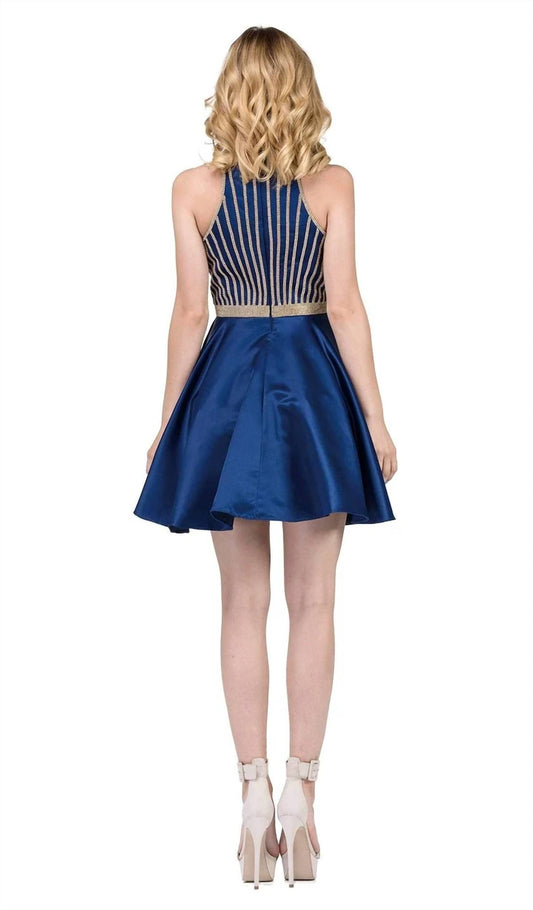 Beaded Halter Neck Homecoming Dress