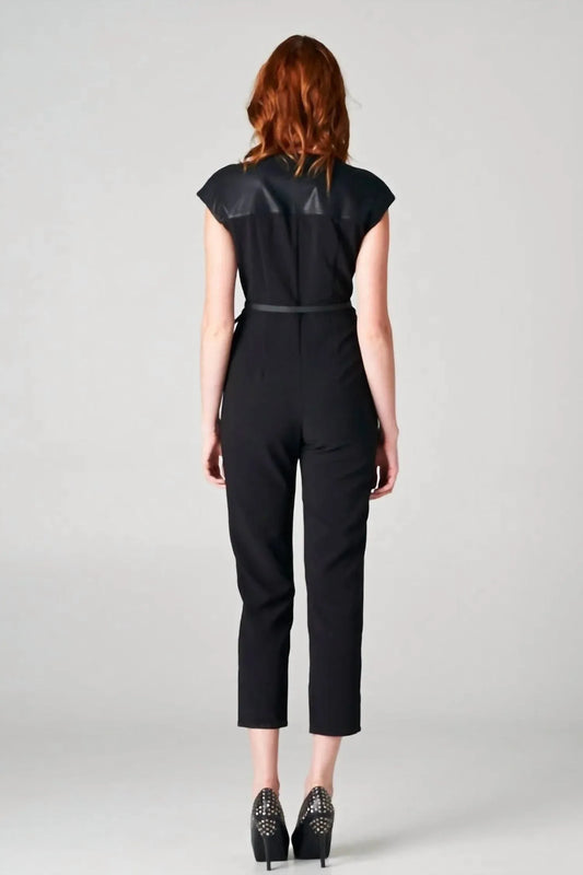 Beautifully - Leather Sleeve Jumpsuit - Rack Hunt