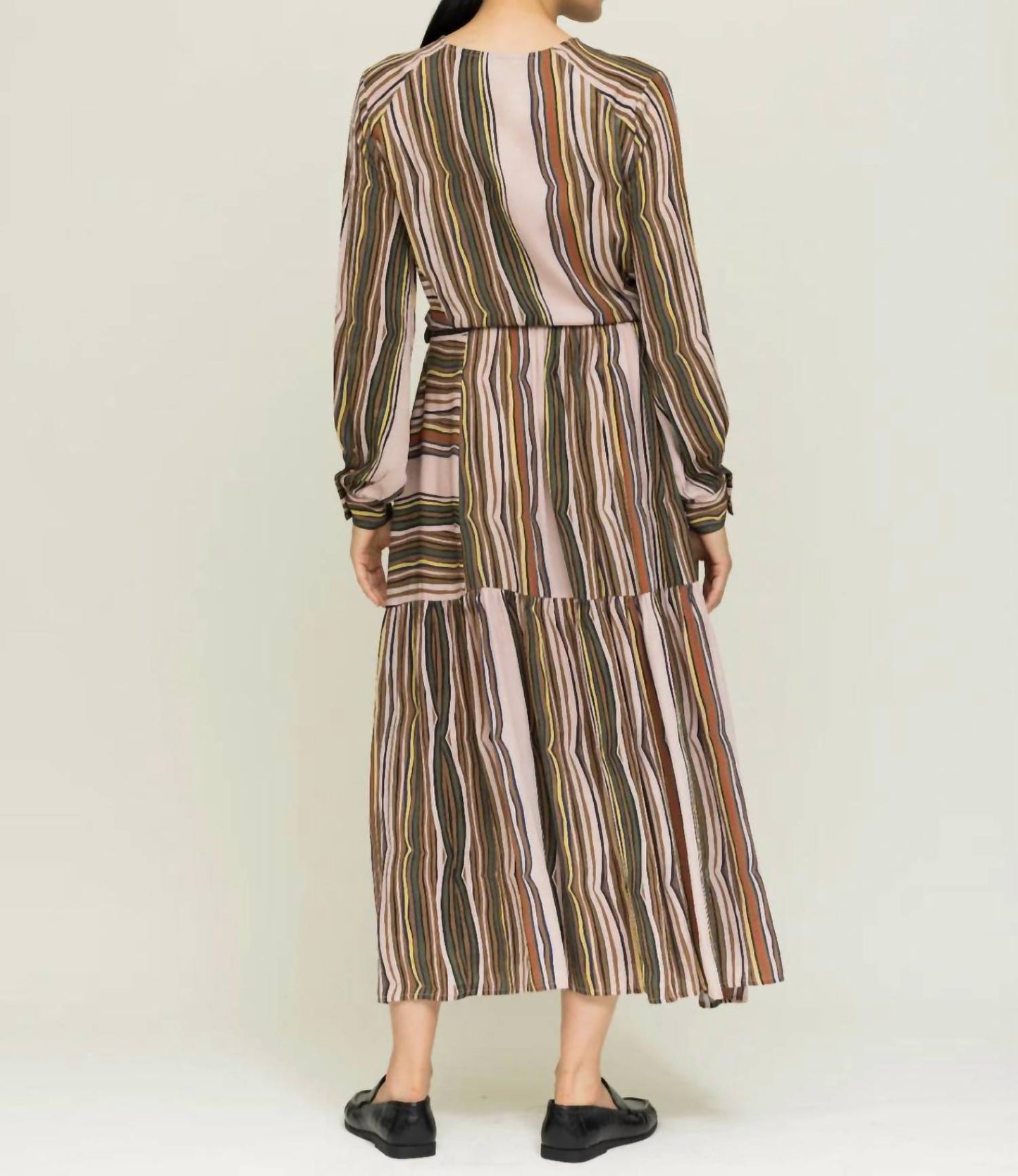 Pearl Double Georgette Shale Print Midi Dress