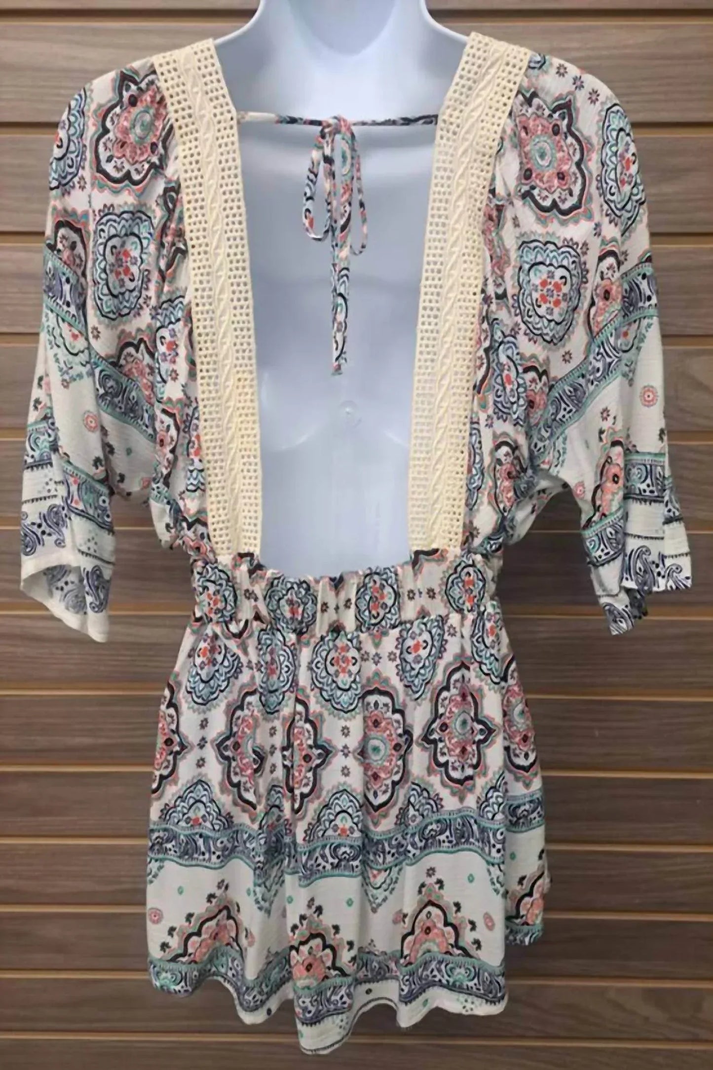 Hummingbird - Women's Open Back Linen Lace Paisley Top - Rack Hunt
