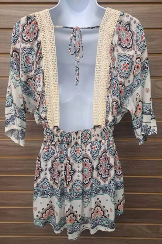 Hummingbird - Women's Open Back Linen Lace Paisley Top - Rack Hunt