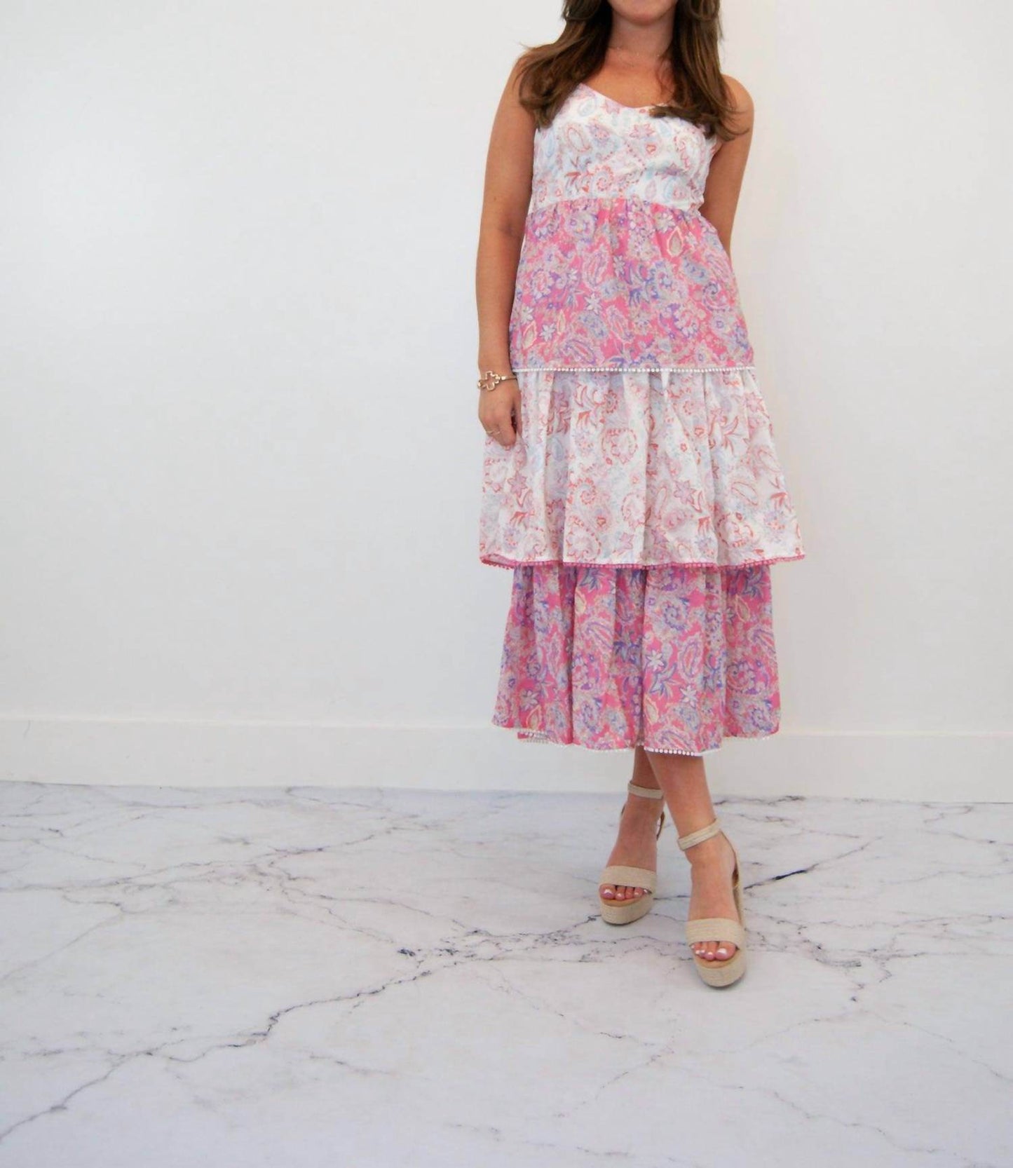 Ultramarine - Olivia Vintage Paisley Tiered Midi Dress - Rack Hunt -