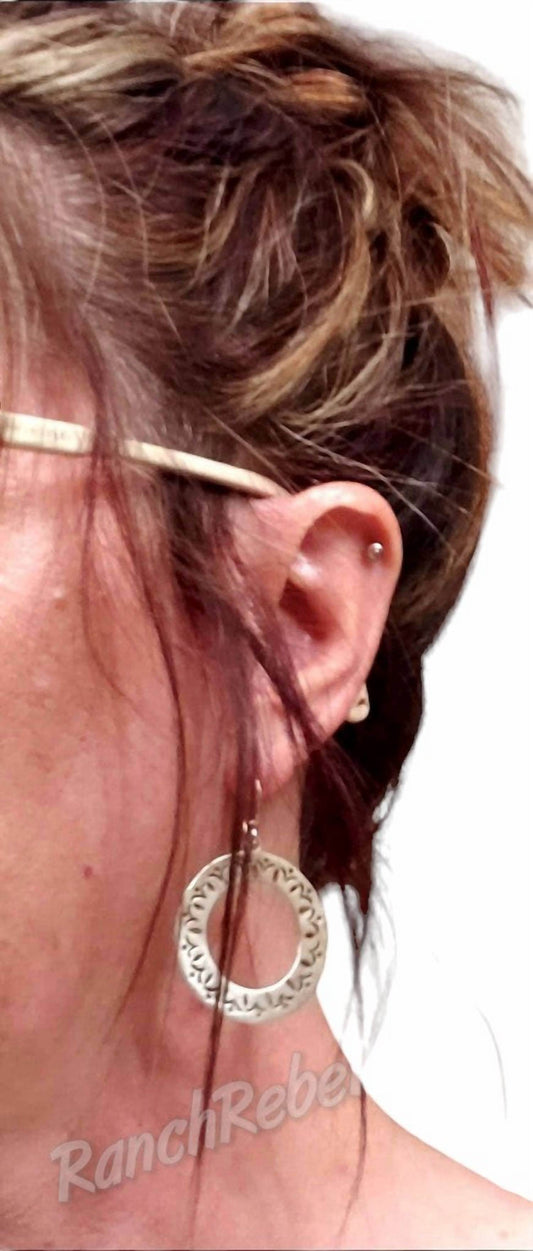 BOHO SOL - Women's Sterling Round Stamped Earrings - Rack Hunt -