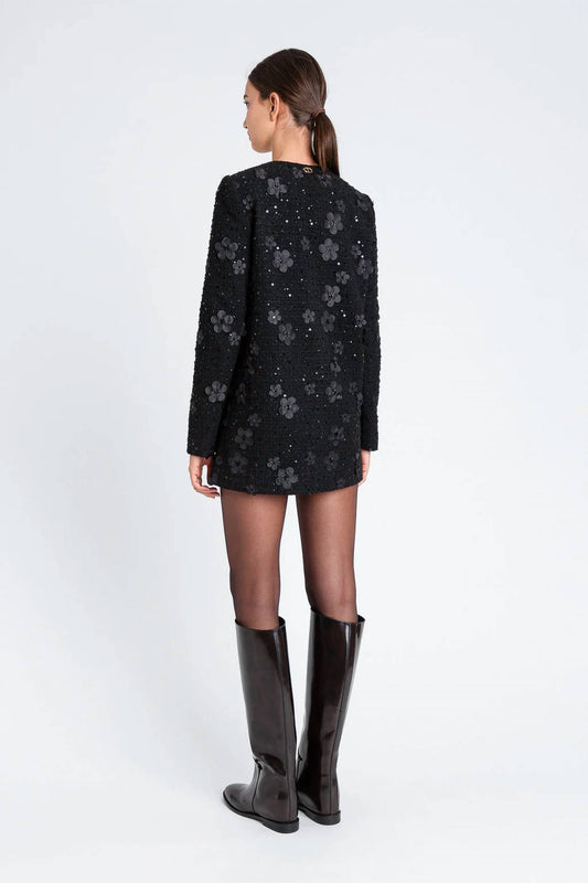 Floral And Sequin Bouclé Coat