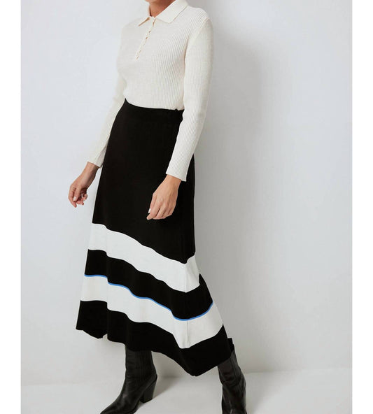 Striped Knitwear Skirt With Elastic Waist