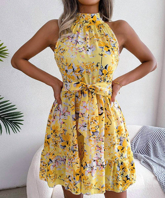 Aria Romance - Lace Up Floral Dress With Large Flounces - Rack Hunt