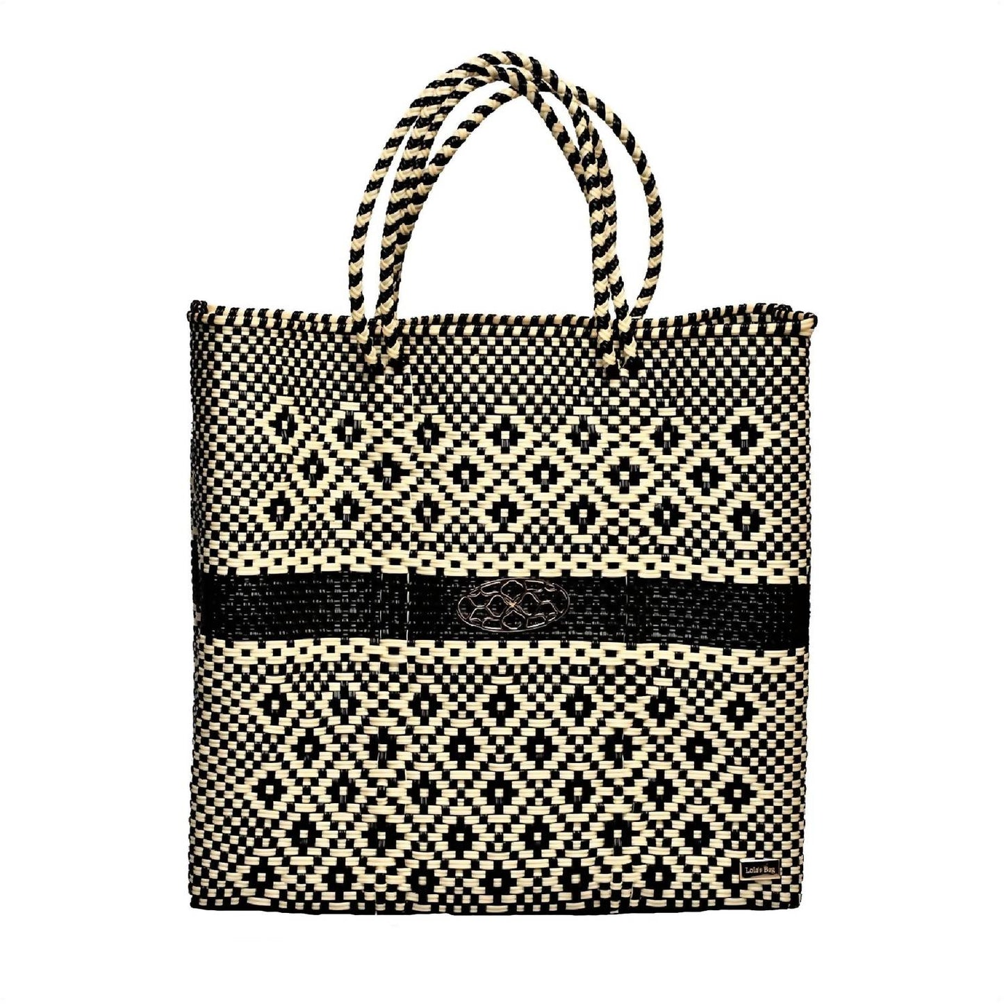 Women's Medium Handmade Aztec Stripe Regular Strap Tote Bag