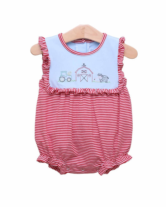 Farm Embroidery Bubble Romper