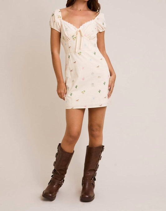 Sweetheart Neckline Coastal Cowgirl Graphic Mini Dress
