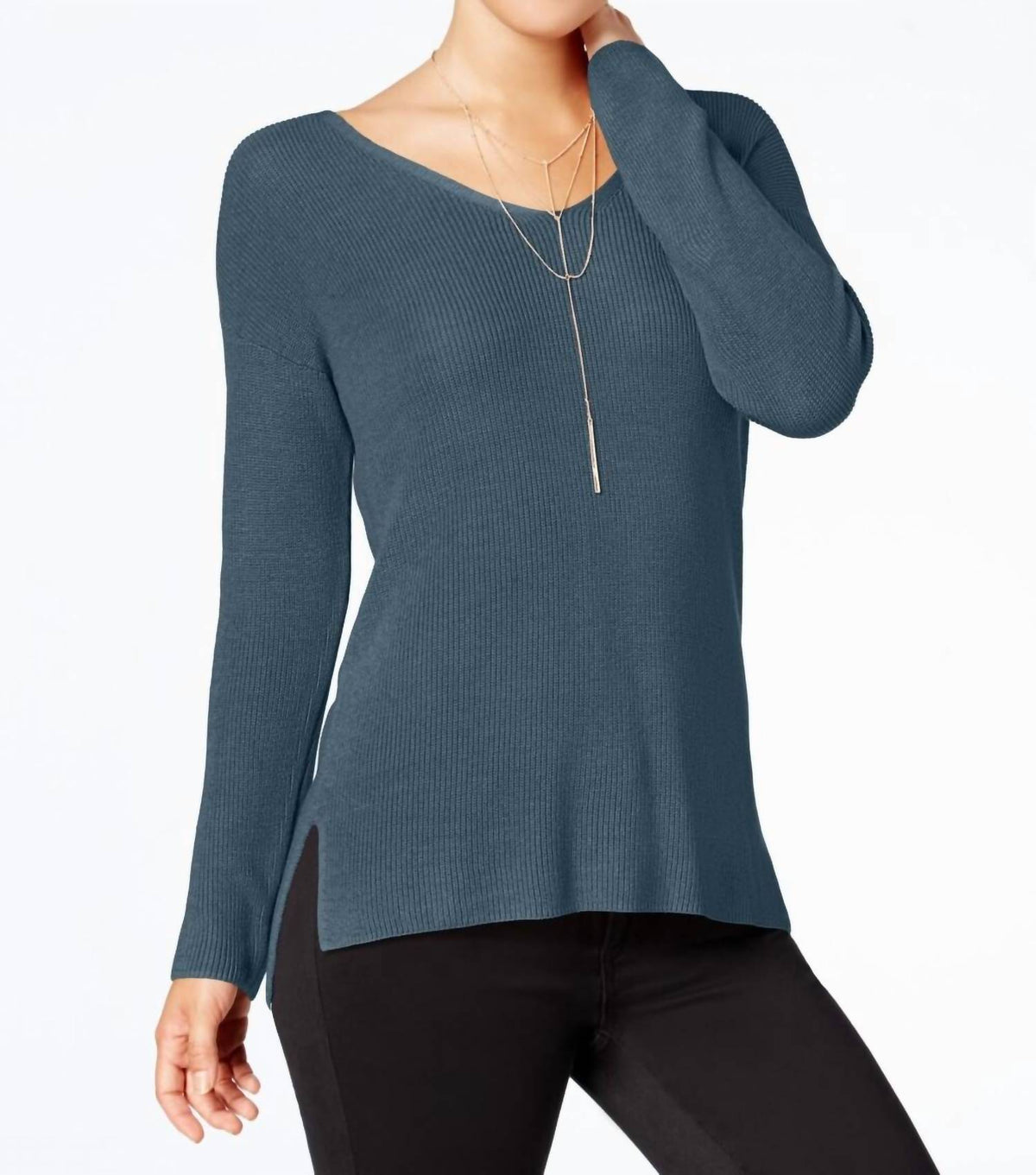 Activewear Ribbed Crisscross V Back Sweater