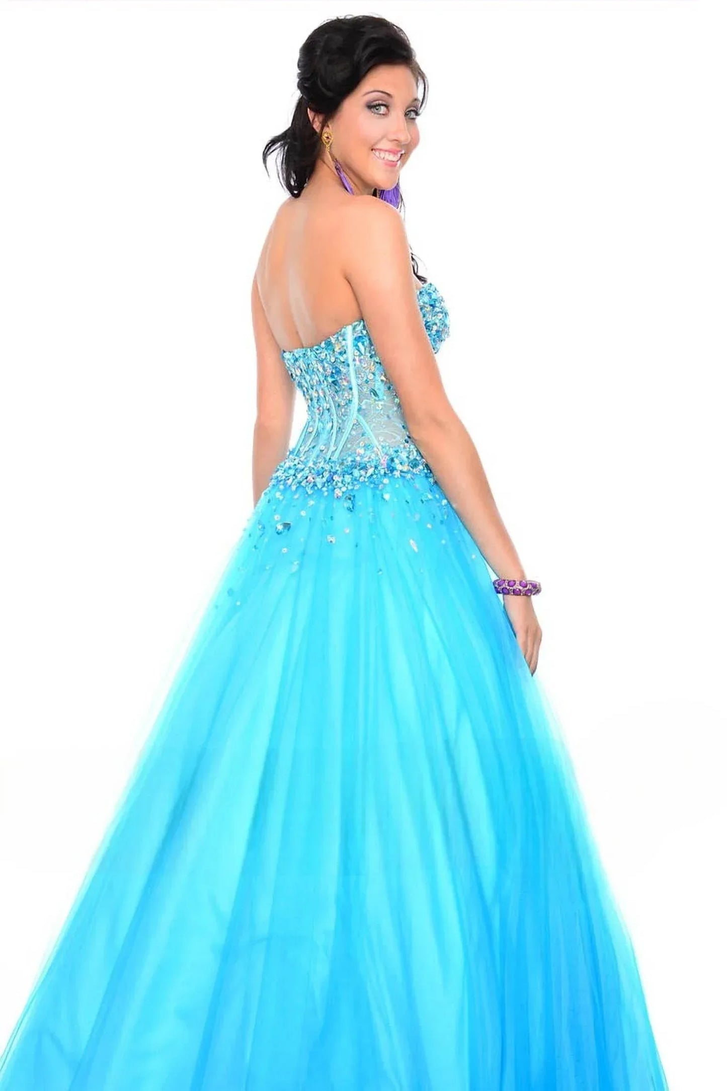 Precious Formals - Fully-sheer Glitzy Ballgown - Rack Hunt