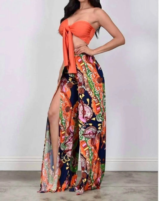 Little Secret Of Mine - Women's Palazzo Pants With Crop Top Set - Rack Hunt