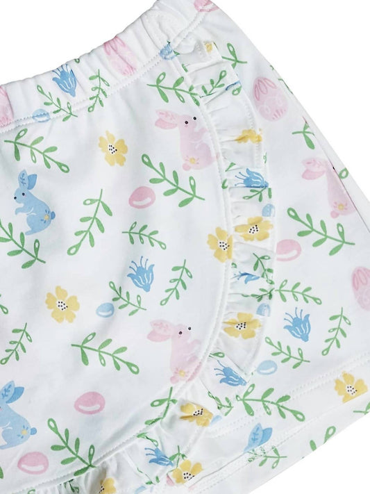 Girl's Skort Easter Floral with Bunnies