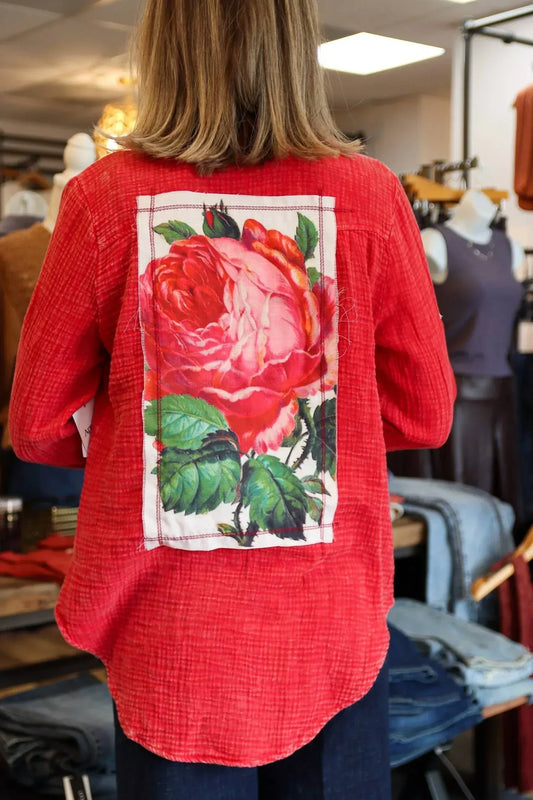 The NU Vintage - ROSE PATCH BUTTON UP TOP - Rack Hunt