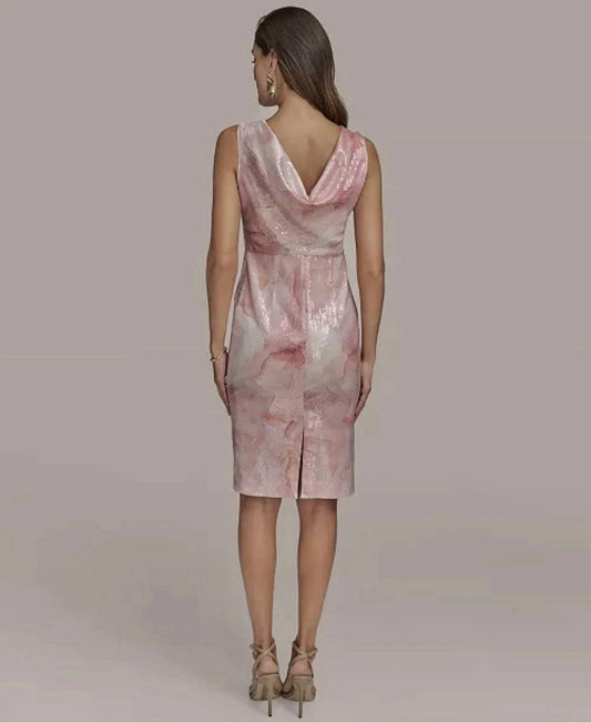 Printed Sequin Sleeveless Sheath Dress
