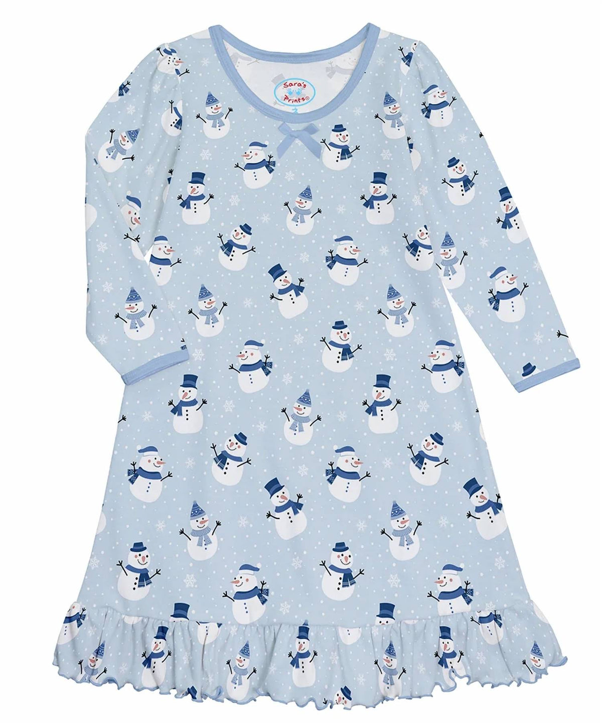 Girl's Gentle Snowman Long Sleeve Gown