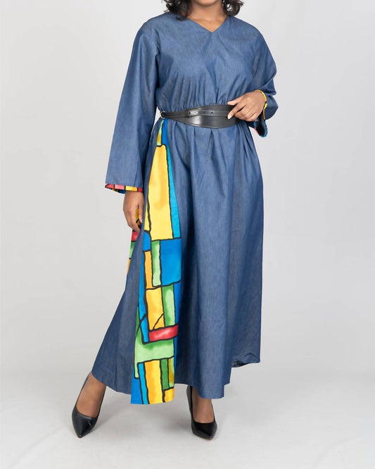 African Print Denim Dress