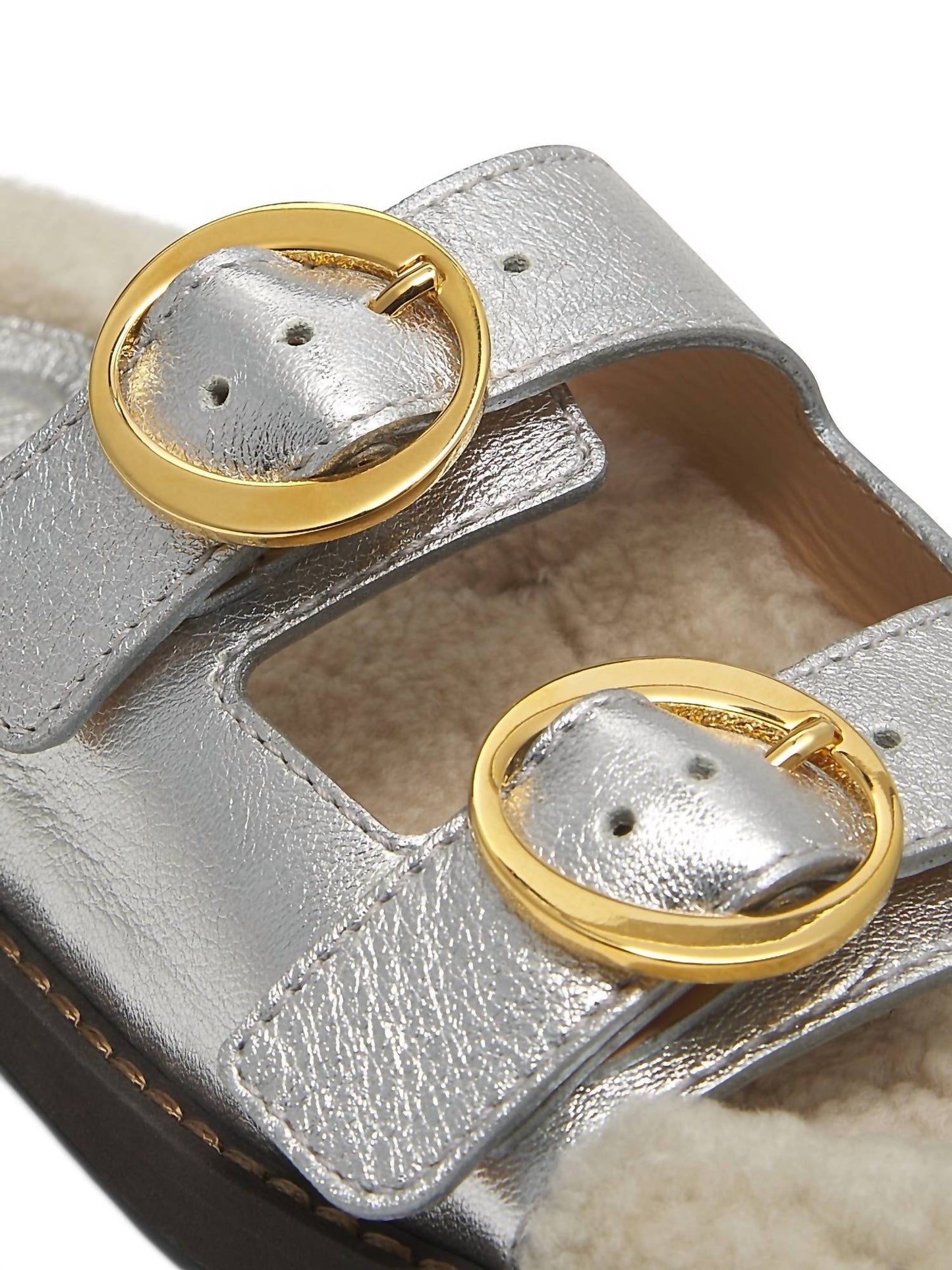 Women's Metallic & Shearling Footbed Flats