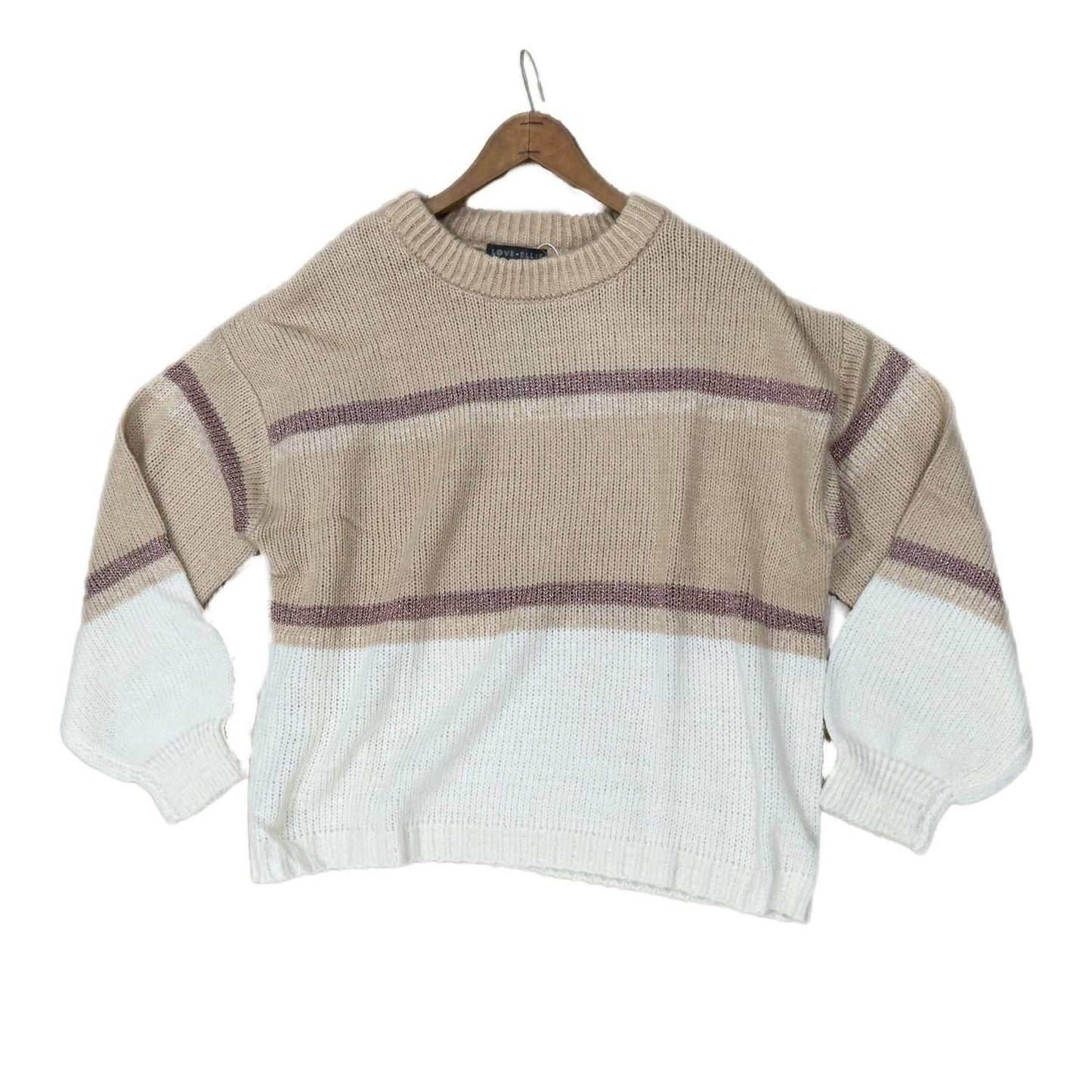 Love Ellie - Metallic Stripe Crew Neck Sweater - Rack Hunt