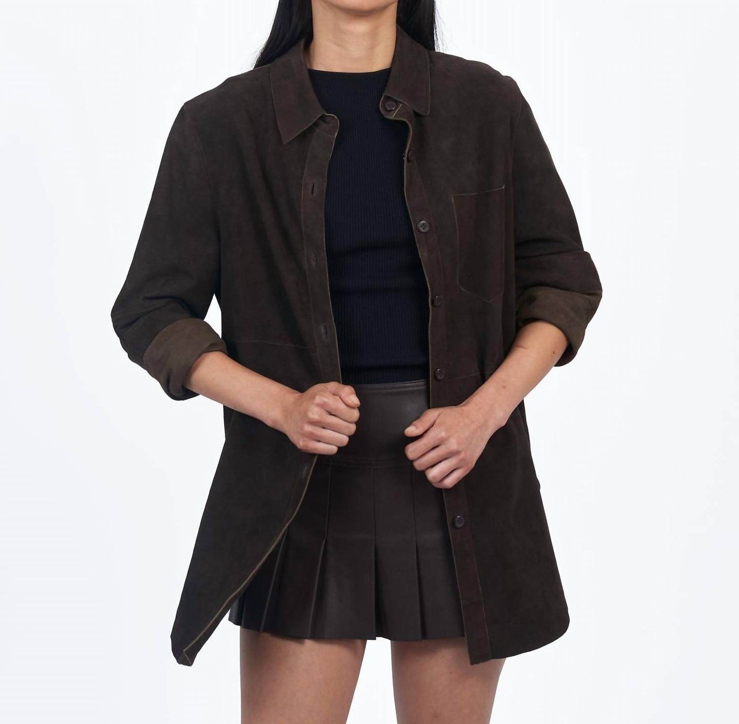 Giacca Lusso - Britta Suede Button Front Blouse - Rack Hunt -