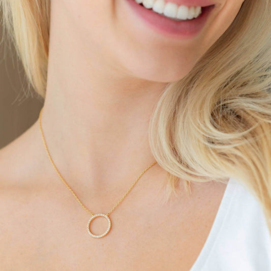 Splendid Iris - Women's Open Pave Circle Pendant Necklace - Rack Hunt -