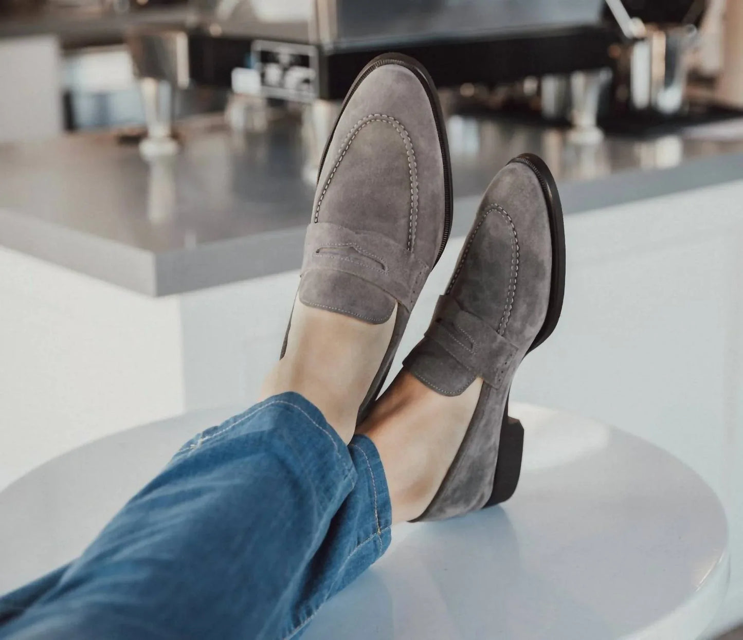 Scarpe di Bianco - Men's Sc524 Velour Peltro Loafers - detail view - Rack Hunt