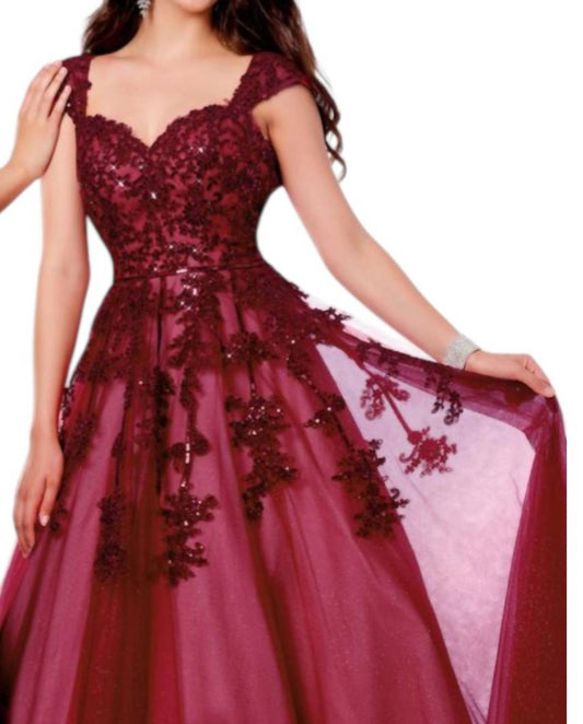 Embroidered Glitter Tulle Dress