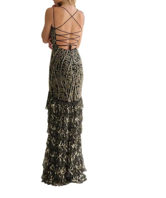 V-neckline Floor-length Dress