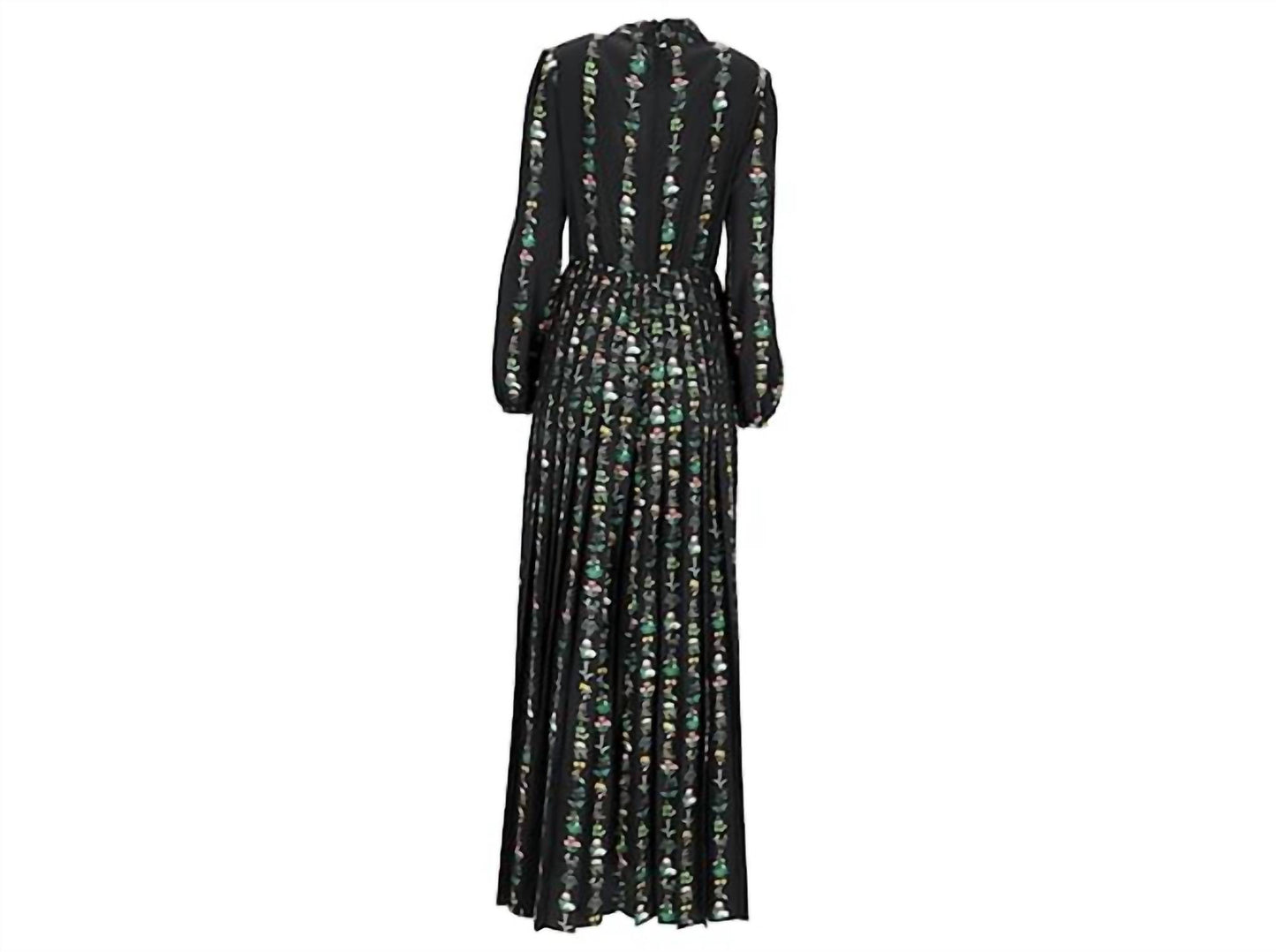 Floral Crepe De Chine Pleated Maxi Dress
