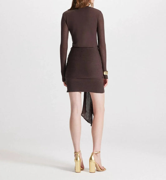 NOMIA - Women's Sheer Sleeve Draped Front Dress - Rack Hunt