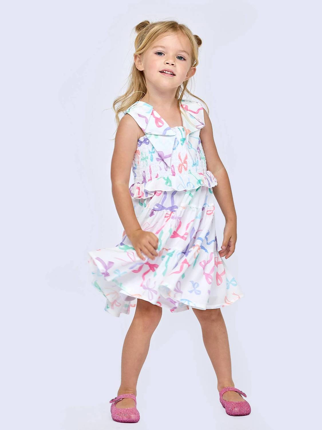 Kid's Bow Print Dress